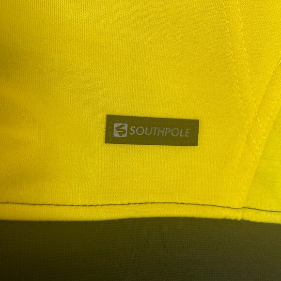 Southpole Men's Sz XL Black Yellow Full Zip Hoodie Pockets Drawstring Sweatshirt - Picture 4 of 12